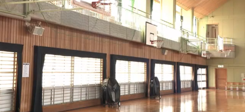 事件が発生した福岡県私立中学校の体育館