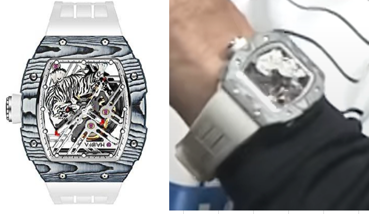 【左】Haofaの腕時計【右】岡田監督が身につけている白色腕時計